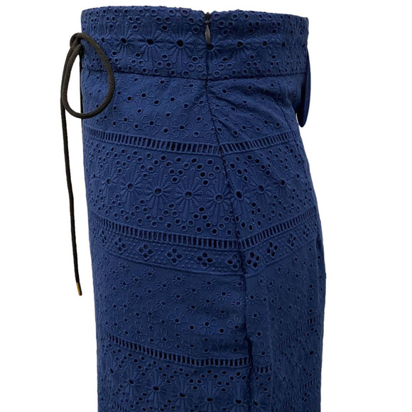 Eyelet Lace Midi/Maxi Skirt In Navy Blue By Cartolina Nantucket Cottagecore - Picture 7 of 11